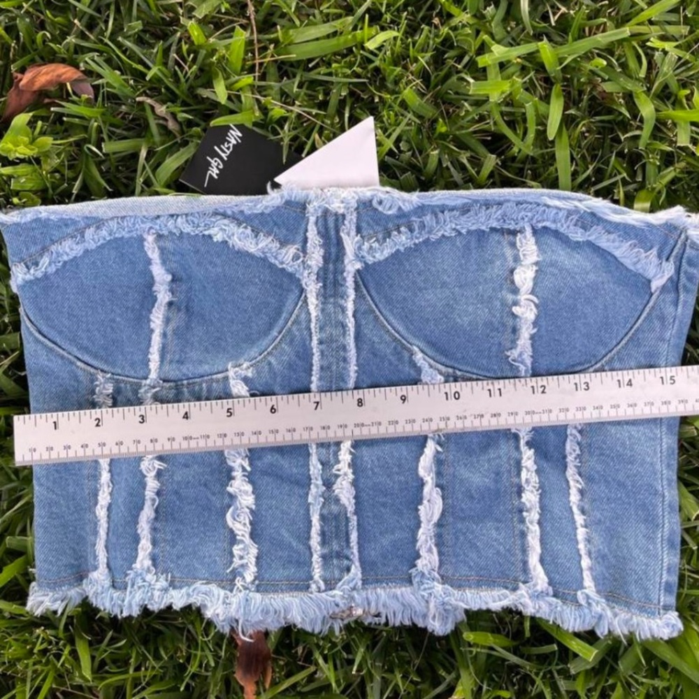 Nasty gal tube top / corset top size 8 (out of stock / dead stock) frayed denim